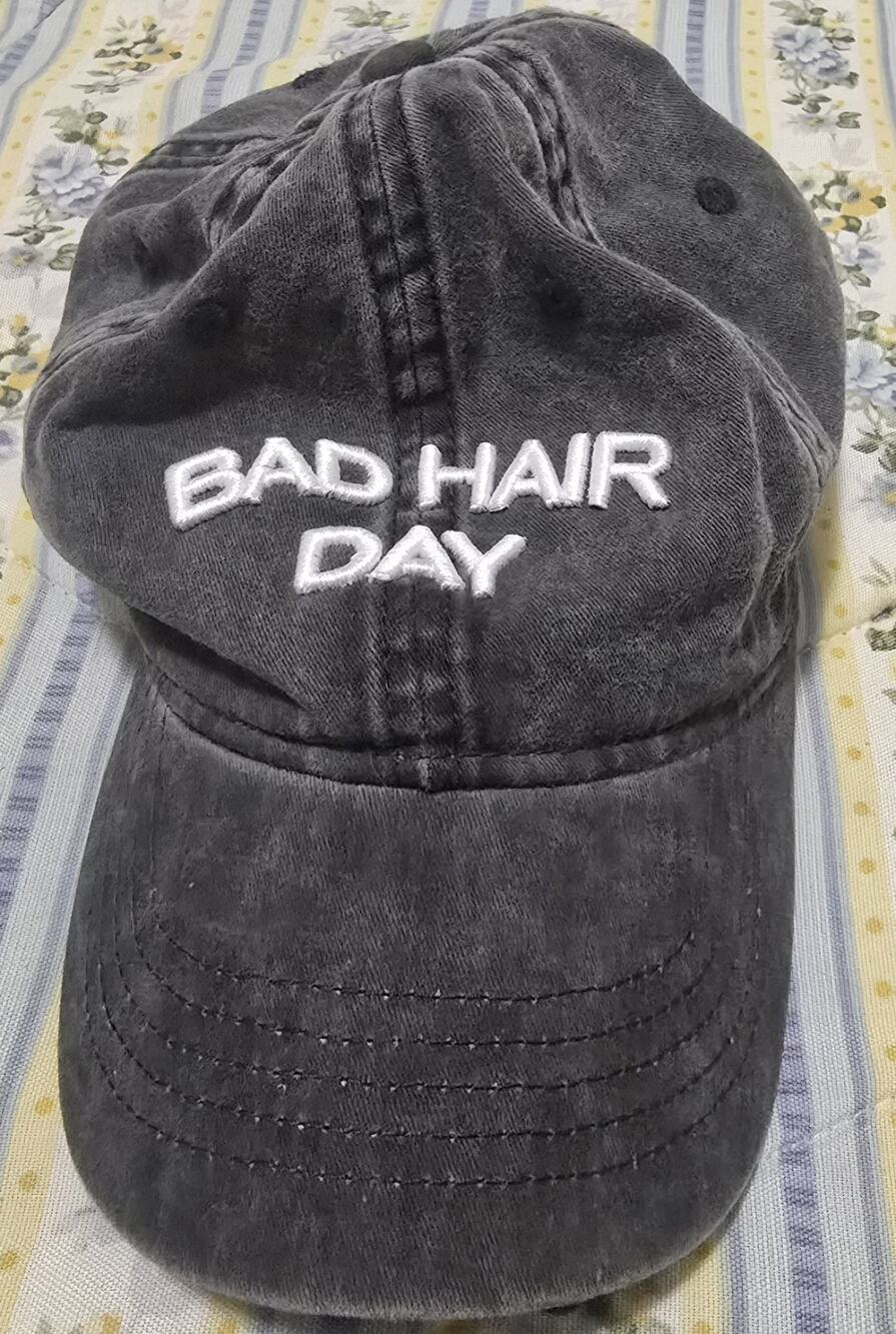 Bad Hair Day Hat Women’s Black Cap Hat Strapback Adjustable
